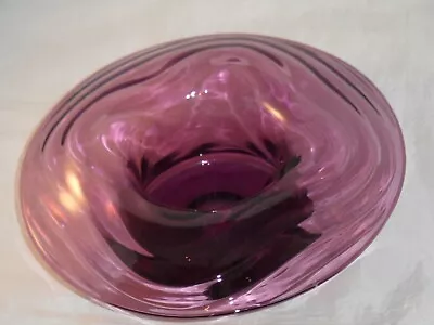 Buy Thomas Webb Amethyst / Purple Venetian Ripple Glass Vase Posy Bowl 24.5cms Wide  • 19.99£