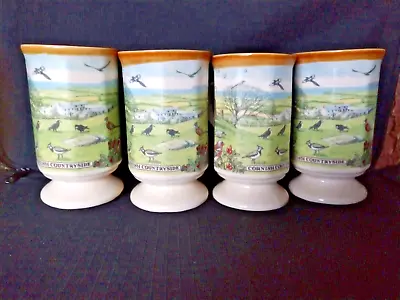 Buy Cornish Countryside 4 Footed Mugs/cups By Presingoll Pottery Cornwall • 12.99£