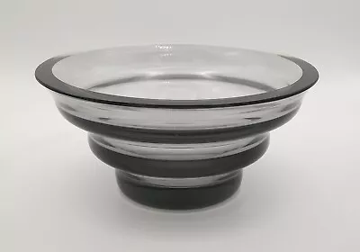 Buy Vtg Glass Bowl Grey Smoke Wedgwood Black Compote Dish Crystal Devon Collection • 8£