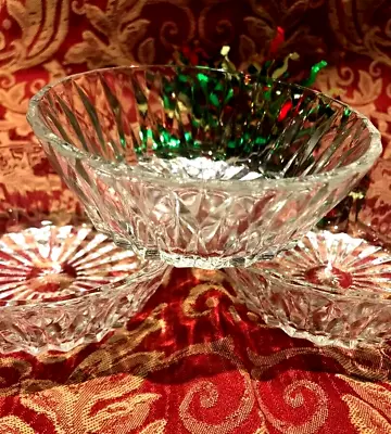 Buy 3 X Vintage French Cut Glass Lead Crystal Cranberry Relish Apple Sauce Bowl Dish • 10.99£