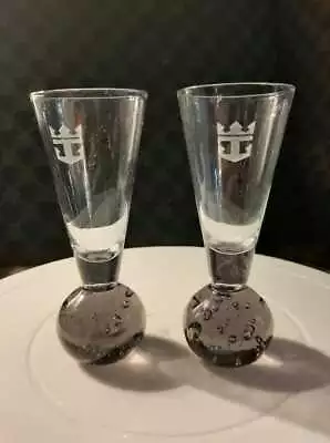 Buy Set Of Two RARE! Crown Anchor Royal Shot Art Glass Amethyst Color Base • 14.19£