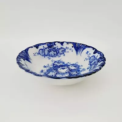 Buy Antique Upper Hanley Pottery Flow Blue Serving Bowl Dahlia Flower C.1895-1910 • 55.93£