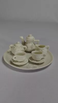 Buy Miniature White Flower Bisque Porcelain Tea Set • 38£