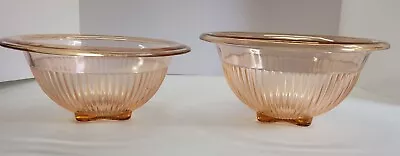 Buy 2 Federal Depression Glass Ribbed Nesting Mixing Bowls Pink 9 3/4 &  8 1/2 • 33.54£