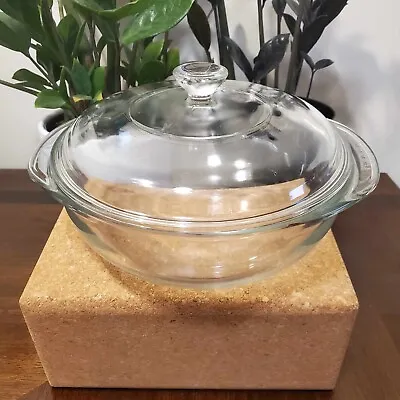 Buy Vintage PYREX #023 Clear Glass 1 1/2Quart Casserole Bowl W/ Lid Made In USA • 17.99£