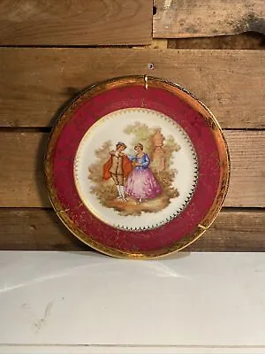 Buy Mint Cond Red Rouges Gold Gilt China Limoges French Couple Plates 19 + 12cms-CJD • 11£