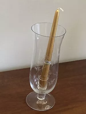 Buy Glass Candlestick Holder Vase Dual Purpose & Gold Coloured Candle • 5£