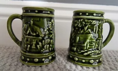 Buy Pair Of Small Green Vintage Sylvac Pottery Tankards/Jugs 7.5cm (3 ) Model 4810 • 6.95£