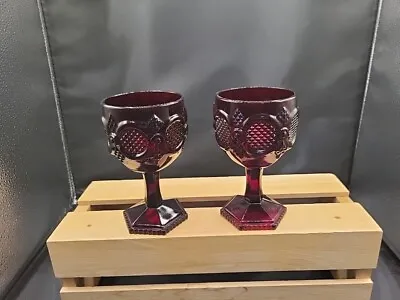 Buy 6  Vintage Avon Ruby Red Glassware Goblets Set Of 2 • 14.17£