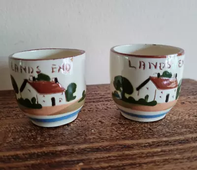 Buy Vintage Royal Watcombe Devon Torquay Pottery Lands End Motto Ware Egg Cups X 2 • 2.99£