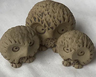 Buy Vintage Art Pottery Sgraffito Ceramic Clay Mini Owl Family X 3 • 15£