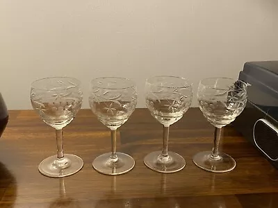 Buy Vintage Sherry Liqueur Glasses In Beautiful Etched Glass - Vintage Glassware  • 18£