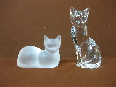 Buy 2 Vintage Lenox Crystal Cat Figures ~ Clear Sitting Cat & Frosted Cat • 23.99£