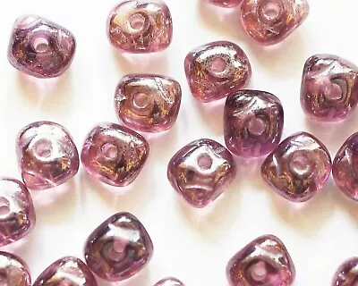Buy 20 Czech Nugget Glass Spacer Beads - Light Amethyst Iridescent, 5mm • 2.79£