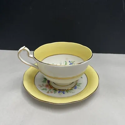 Buy Vintage Queen Anne English Bone China Yellow Cup & Saucer Floral • 18.25£