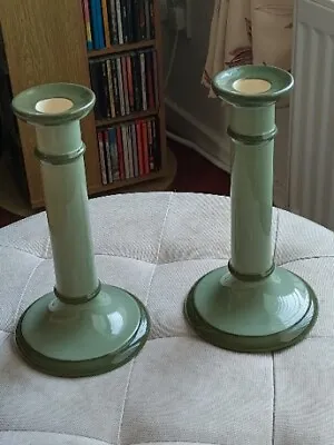 Buy MacIntyre  POTTERY.pair Of   Large Green Candlesticks  Date To 1900-1910 • 99.99£