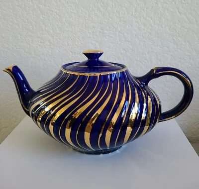 Buy Vintage England Arthur Wood China Swirl Blue And Gold Georgian Teapot • 70.88£