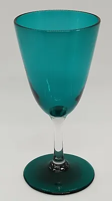 Buy Green Glass Vintage Victorian Antique Clear Stem Wine Glass Goblet • 35£