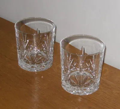 Buy 2 X Vintage Cut Glass Crystal Whisky Tumblers / Glasses  - 8.8cm Tall X 8cm Dia. • 9.95£