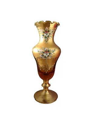 Buy Czech Bohemian Baccarat Style Glass Vase With Amber Hue • 25£
