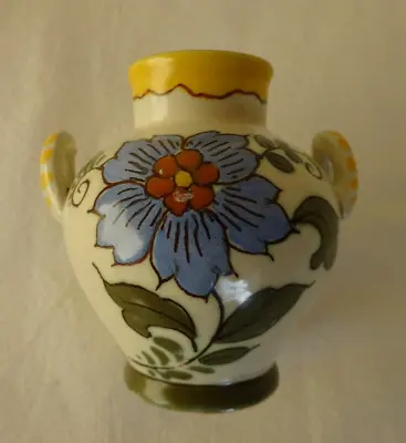 Buy Gouda Holland Pottery GED 3586 2Handles Vase Flower Hand Painted Signed VGC #11 • 18£