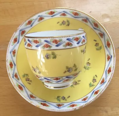 Buy ANTIQUE COALPORT Goode & Co London Yellow Stripes And Flowers Cup And Saucer VGC • 29.50£