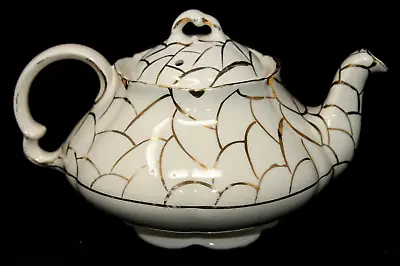 Buy VINTAGE Ellgreave Pottery Co BURSLEM ENGLAND Gold & Cream Teapot, 6  Diam VGUC • 3.04£