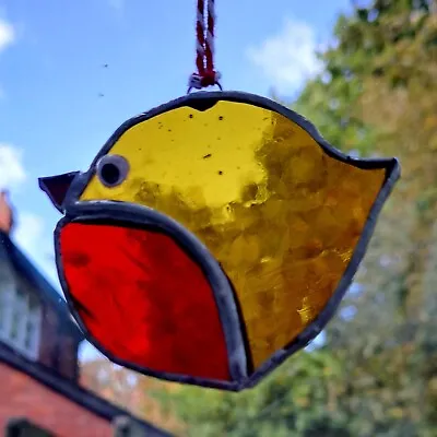 Buy Hand Made Stained Glass Christmas Decoration -  Red Robin • 5.99£