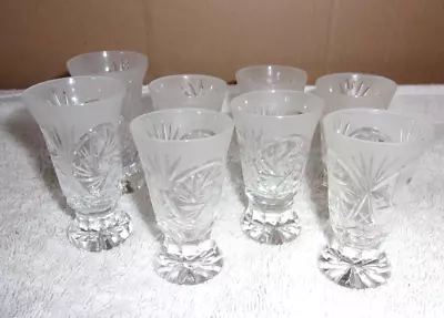 Buy Antique 8 Piece Cordial Glass Set Czech Bohemian Cut Frost To Clear  MINT • 75.99£