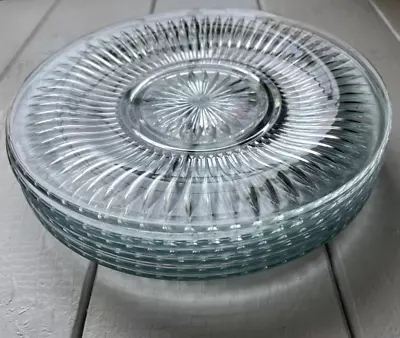 Buy Vintage 1940-1960s Pressed Glass Dinner Plate Starburst Set Of 6 • 32.25£