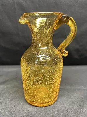 Buy Vintage Blenko Style Crackle Gold Glass Small Pitcher SEE PICTURES  • 12.10£