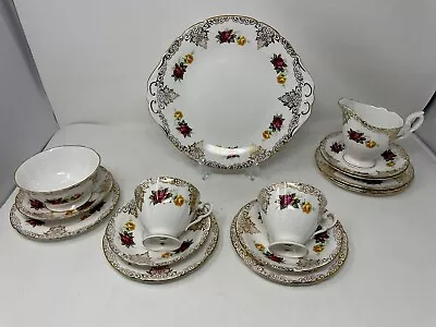 Buy Paragon Gilded Rose Pattern 2x Cups 5 X Saucers 5 Tea Plates Jug & Sugar Bowl • 10£