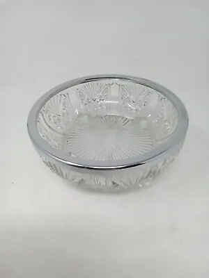 Buy Vintage Cut Glass Crystal Serving Bowl Silver Coloured Metal • 10.99£