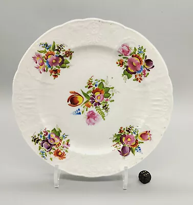 Buy Antique 19thC Coalport Hand Painted Moulded Plate Circa 1820 • 35£