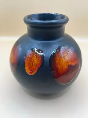 Buy Poole Pottery Vase Lava Glaze Red Orange And Black • 27.50£
