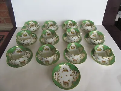 Buy Antique French JPL Limoges (12) Cup & Saucer Set, Beautiful Green, Tyndale, Phil • 260.44£