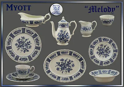 Buy Myott  Melody  Parts To Choose From: Plate Plate Plate Pot Cup England Blue • 6.04£