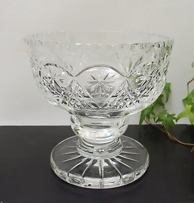 Buy Large Vintage Very Heavy Crystal Cut Glass Pedestal Bowl Centrepiece - 3kg • 28£