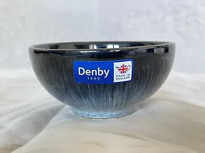 Buy New Denby Halo Blue Black White Dessert Ice Cream Bowl Dish Pottery Stoneware • 37.94£
