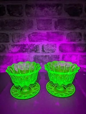 Buy Lovely Pair Of Uranium Glass Dessert Bowls • 0.99£