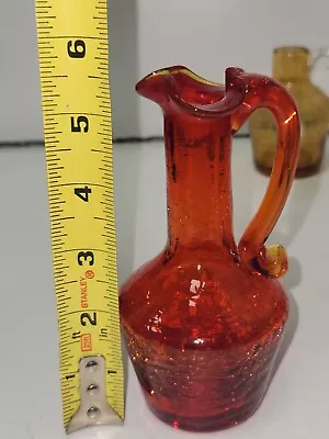Buy 5.5  MCM Blenko Amberina Crackle Glass Bud Vase Mini Pitcher Glows W/Cadmium • 16.12£
