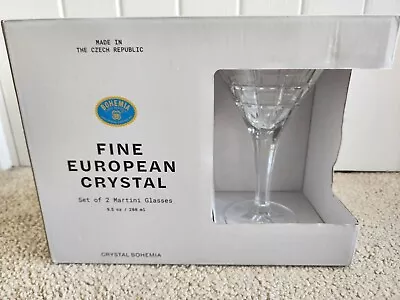 Buy Brand New Premium Bohemia Verified Crystal Martini Glasses Set Of 2 - RRP £40 • 24.99£