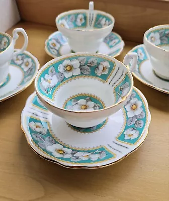 Buy Foley China Christmas Rose Unmarked 4 X Bone China Cups And Saucers Set 1950s • 25£