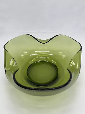 Buy Bowl Dish Green Glass  Atomic Triangle Folded Ruffle Large Fruit Chip RETRO VTG • 22.77£