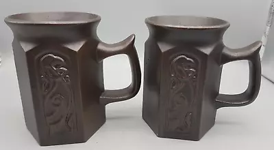 Buy Pair Of TYN LLAN Pottery Mugs, Celtic Bird Design, Wales. • 12.50£