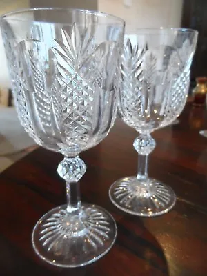 Buy Stunning Pair Of Crystal Cut Glass Wine Glasses • 22£