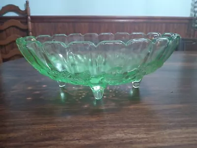 Buy Vintage Indiana Glass 1960's Large Vibrant Green Oval Footed Fruit Bowl  • 19.98£