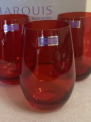 Buy NEW Marquis By Waterford Stemless Wine Glasses Vintage Red Germany (4) • 52.83£