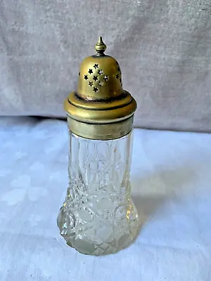Buy Antique / Vintage Cut Crystal Glass Sugar / Flour Shaker With A Silver Plate Lid • 9.99£