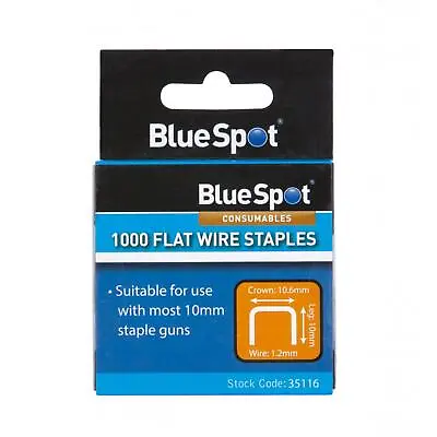 Buy BlueSpot 10mm Crown Flat Wire Staples T50 Type Pack Of 1000 • 3.59£